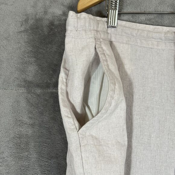Cubavera Pants Men 2XB/32 Oatmeal Linen Blend Drawstring Elastic Straight Zip - Picture 4 of 12